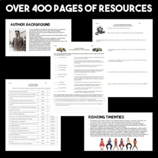 The Great Gatsby Novel Study — Complete Unit Plan