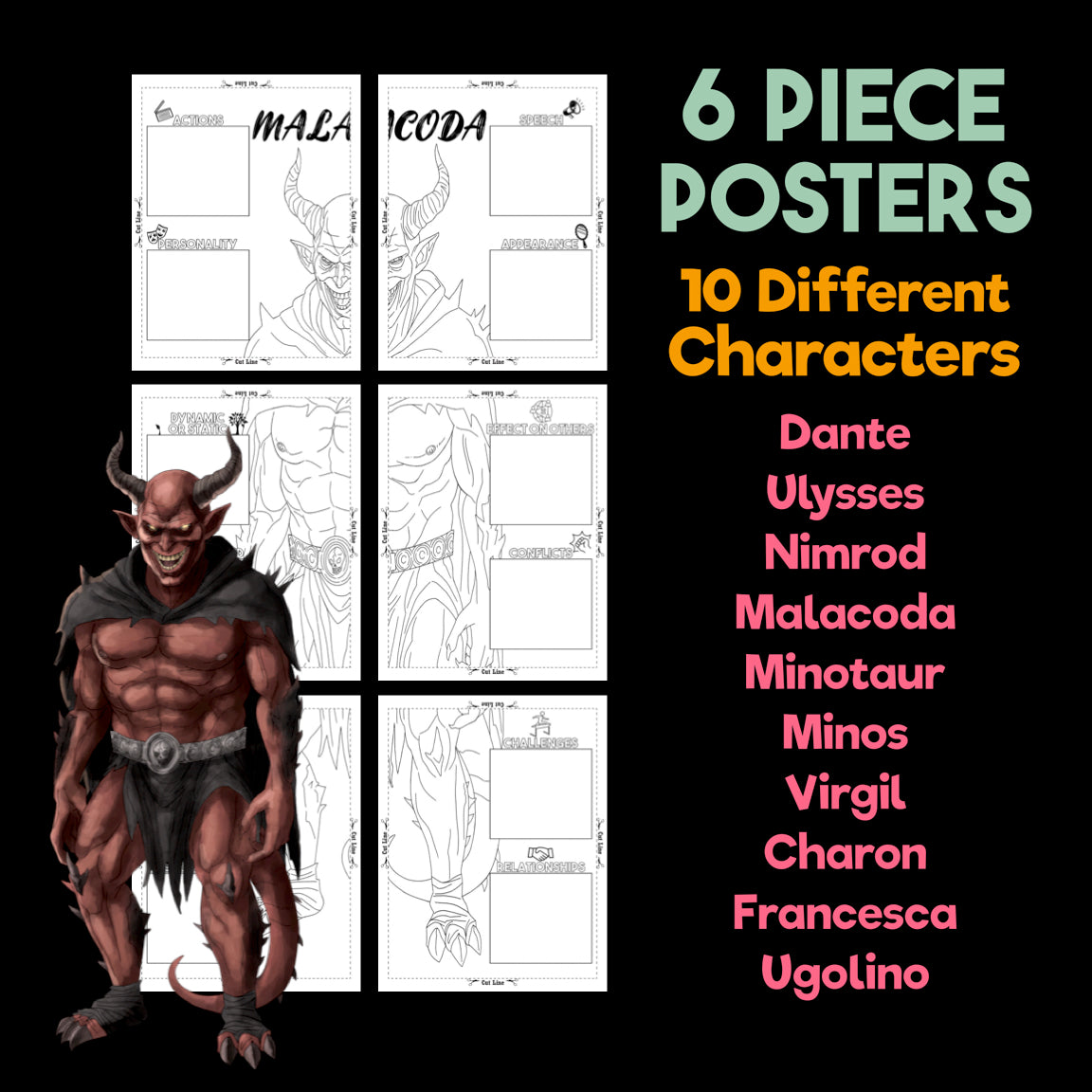 Dante's Inferno Character Analysis Posters — Character Collabs