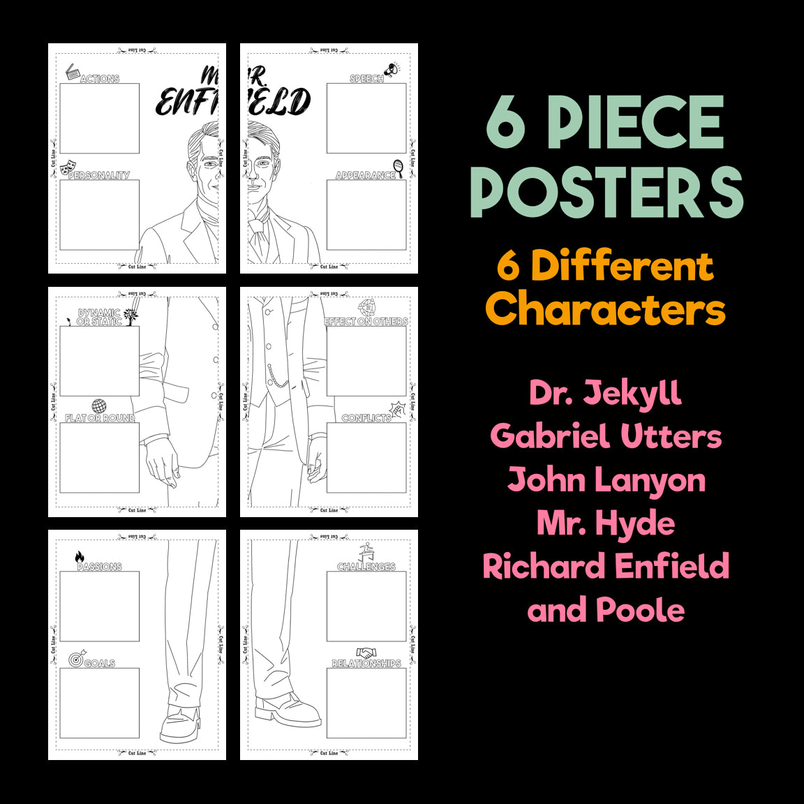 Strange Case of Dr Jekyll and Mr Hyde Character Analysis Posters — Character Collabs