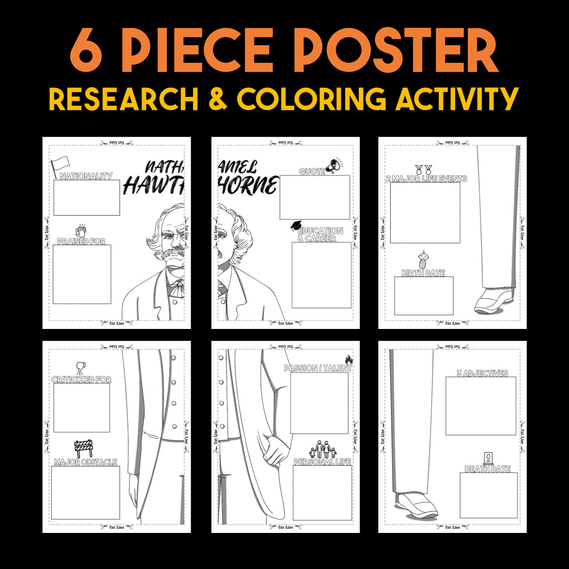 Nathaniel Hawthorne Author Study — Literary Legends Collaborative Poster