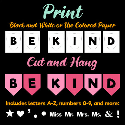 Printable Bulletin Board Letters A–Z — Pennant Banner Bunting