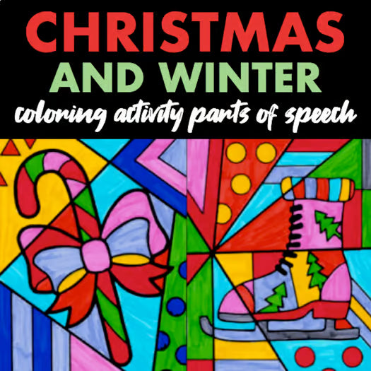 Christmas and Winter — Parts of Speech Coloring Activity (Pop Art)