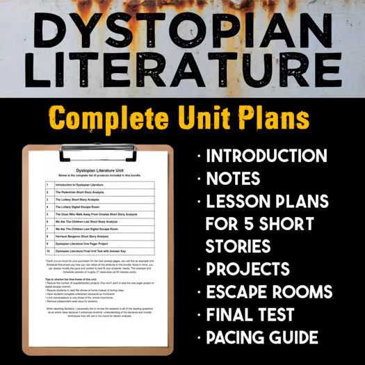 Dystopian Literature Unit Plan — 6-Week Secondary ELA Bundle