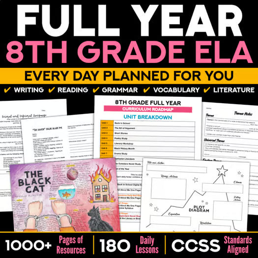 8th Grade ELA Full Year Curriculum — 180 Days of Lesson Plans