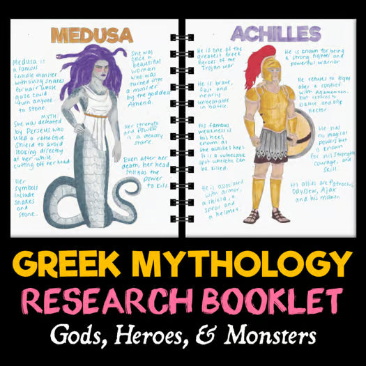 Greek Mythology Booklet Project — Research & Coloring Pages Activity