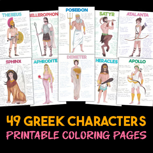 Greek Mythology Booklet Project — Research & Coloring Pages Activity