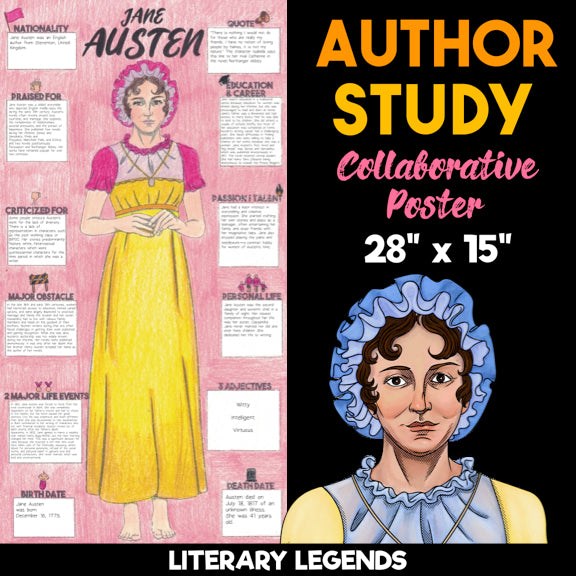 Author Study Project Examples Jane Austen Author Study — Literary Legends Collaborative Poster ...