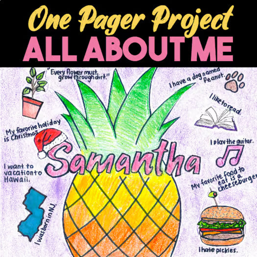 All About Me One Pager — Back to School Project, First Day of School