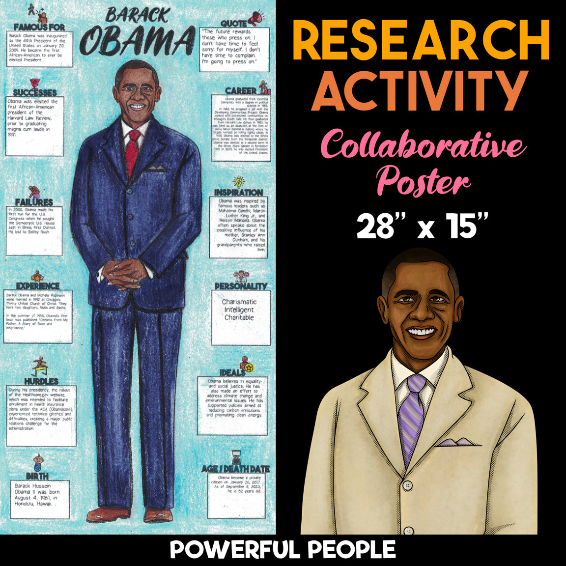 Barack Obama — Powerful People Collaborative Poster Activity