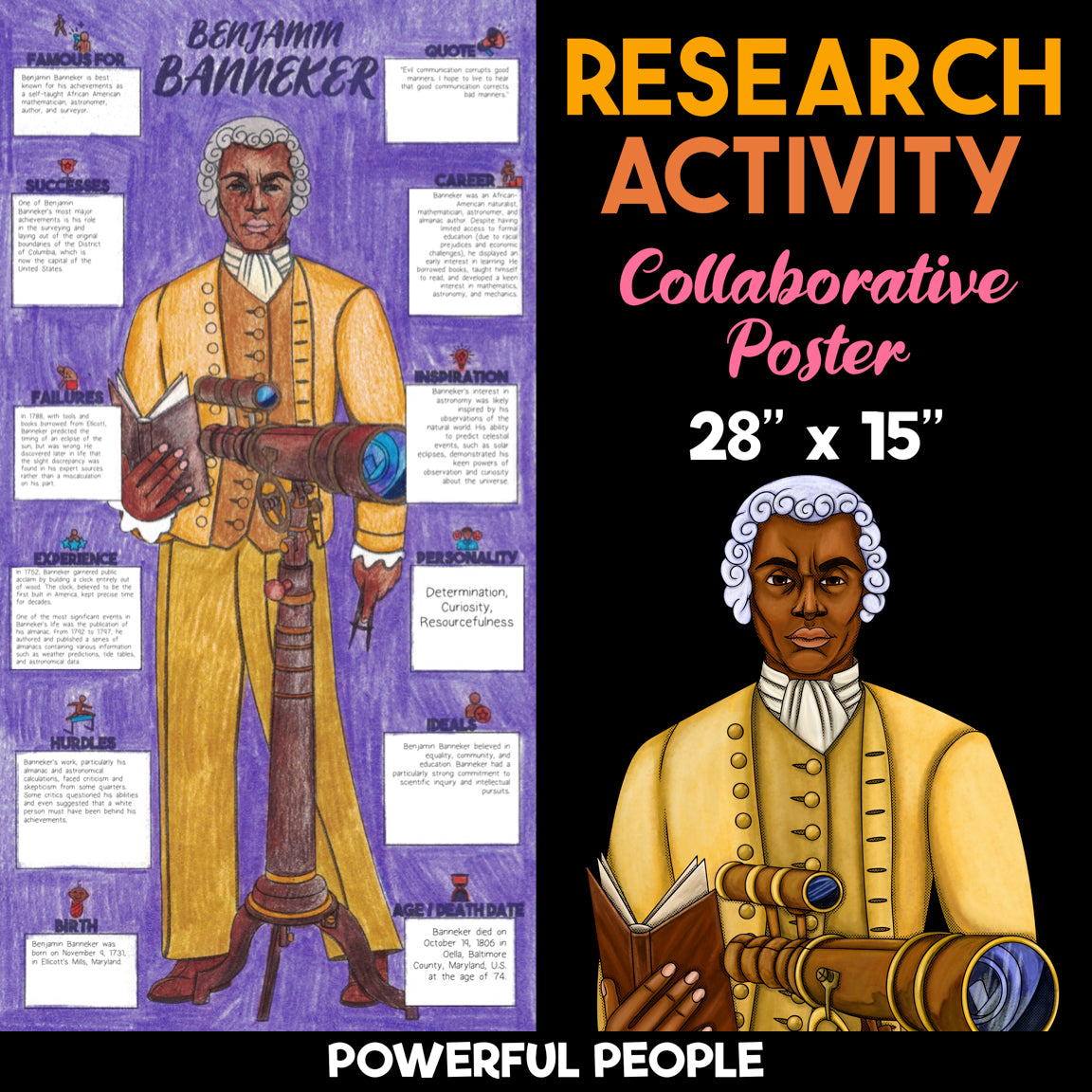 Benjamin Banneker — Powerful People Collaborative Poster Activity