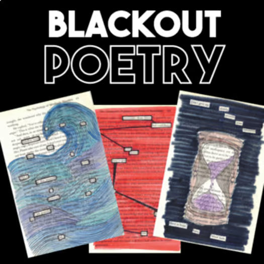 Blackout Poetry Lesson and Creative Art Project — Includes Examples and Rubric