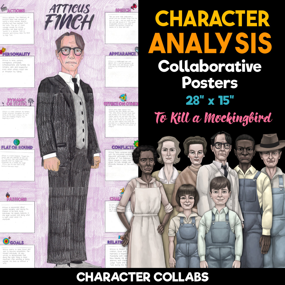 To Kill a Mockingbird Character Analysis Posters | Collaborative Poster Activity
