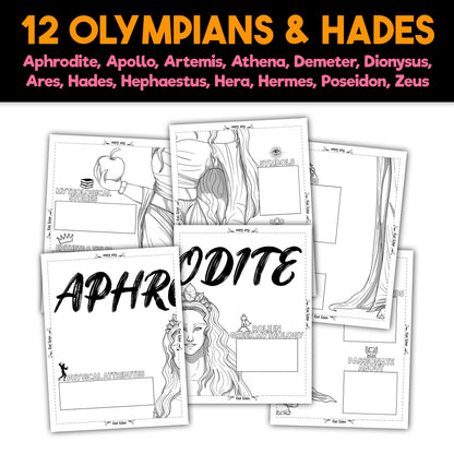 Greek Mythology Collaborative Posters | Major Greek Gods | 12 Olympians & Hades