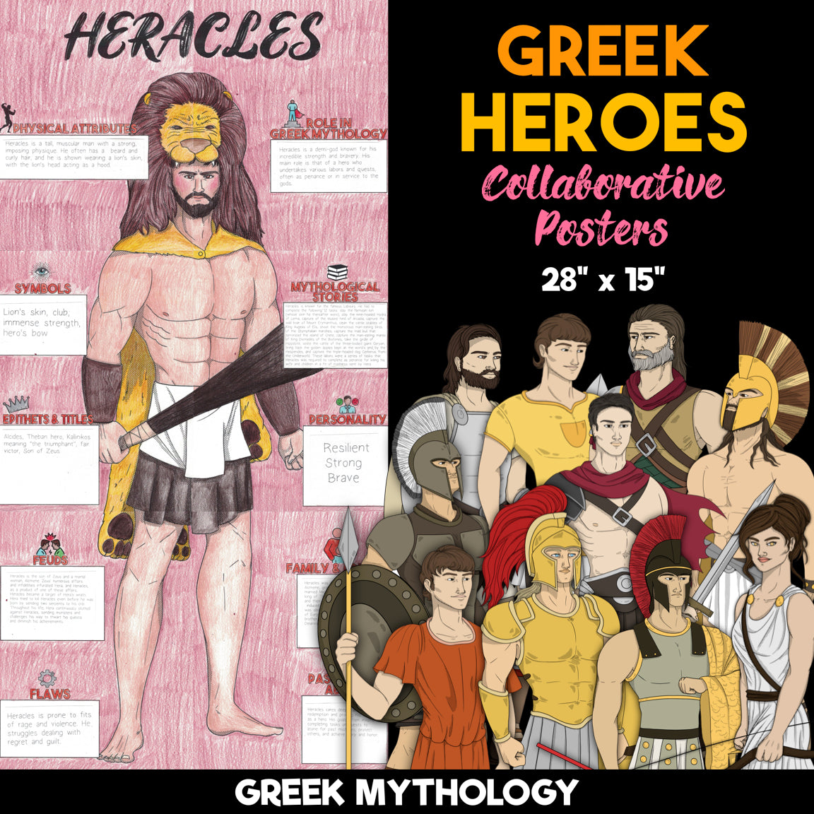 Greek Mythology Collaborative Posters | 11 Greek Heroes