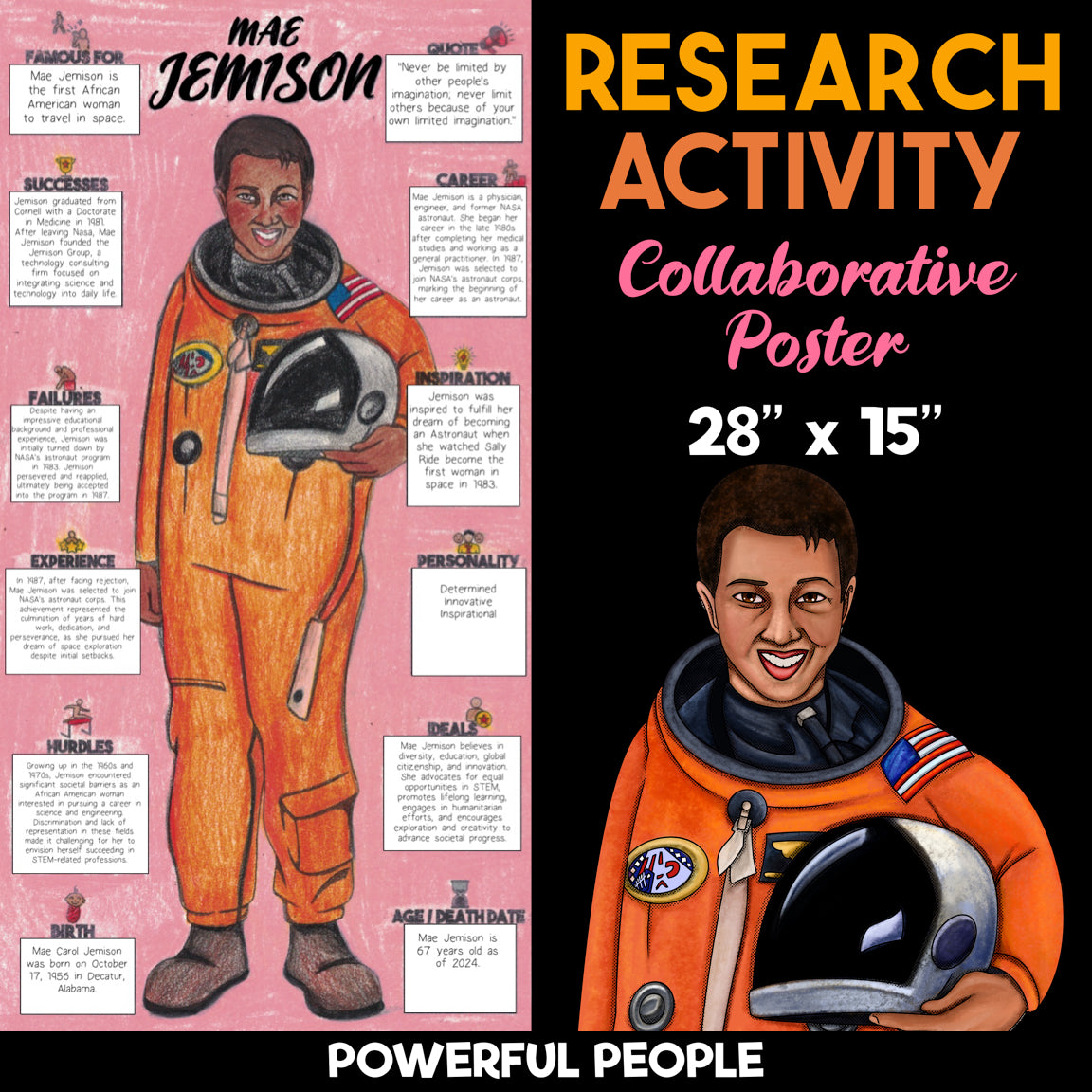 Mae Jemison — Powerful People Collaborative Poster Activity