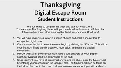 Thanksgiving Digital Escape Room