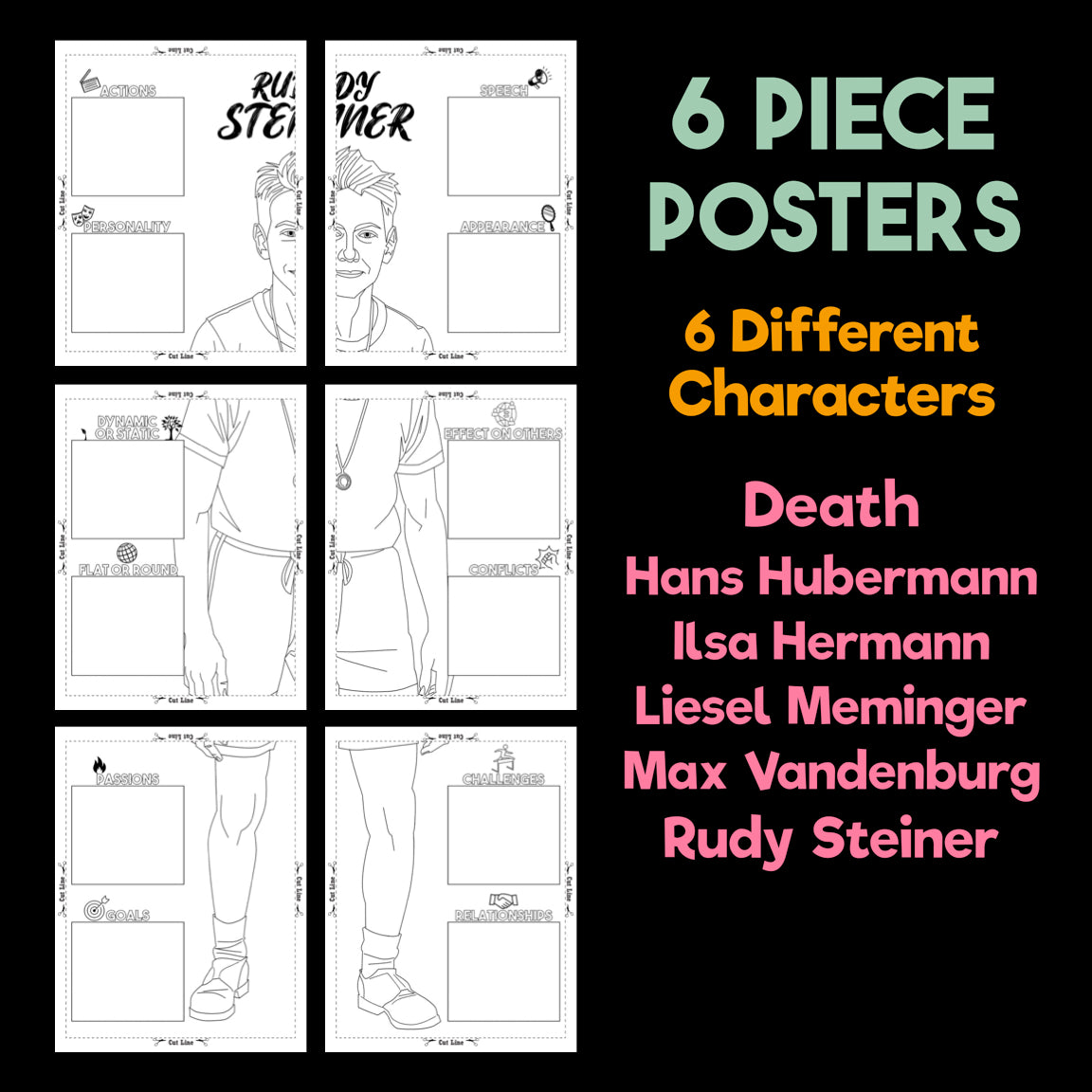 The Book Thief Character Analysis Posters — Character Collabs