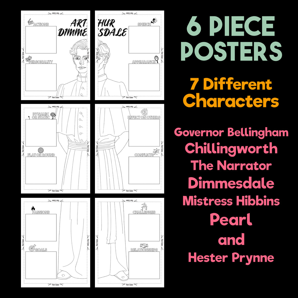 The Scarlet Letter Character Analysis Posters — Character Collabs