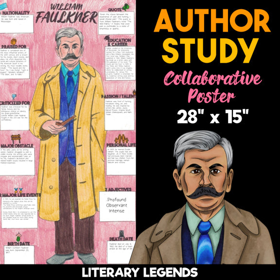 William Faulkner Author Study — Literary Legends Collaborative Poster